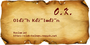 Oláh Kálmán névjegykártya